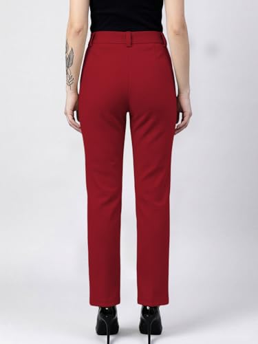Image of Women's High Waist Formal Straight Fit Trousers Premium Stretch Office Pants Front Pleated Design Smart Workwear Bottom for Office, Casual & Business Wear