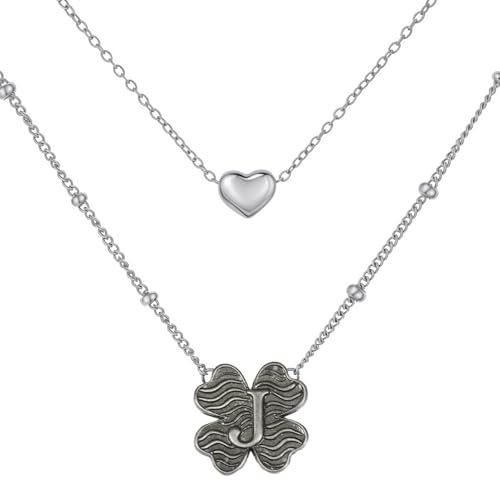 MANZHEN ���C���[�h �n�[�g�ƃN���[�o�[ �C�j�V���� A-Z �l�b�N���X �����p �����`�F�[�������N�f�U�C�� �A���e�B�[�N�W���G���[, 18 Inches, ����, ��΂Ȃ�