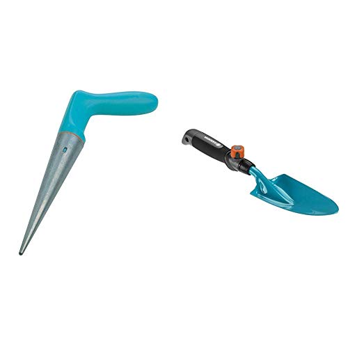 Gardena Pflanzer: Gartengerät zum Pflanzen von Anzucht-Setzlingen, handlicher Pflanzlochbohrer mit Einer rostfreien Metallspitze & combisystem-Blumenkelle: Gartenschaufel, Arbeitsbreite 8.5 cm,