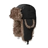 Britt's Knits Aviator Hat Faux Fur Winter Trapper Hat for Men with Ear Flaps - Black