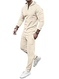  seiveini Ensemble Homme Jogging Manches Longues Ensembles Survêtement 2 Pièces Sweat à Capuche et Pantalons Longue Tenue de Sport A Abricot S