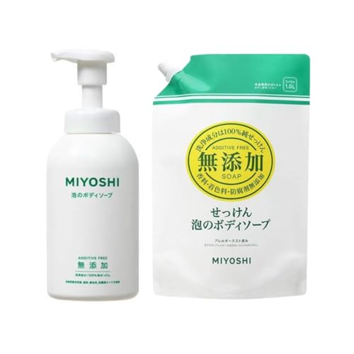 ミヨシ石鹸 無添加せっけん 泡のボディソープ 500ml 詰替え1000ml まとめ買いセット TRIBIS オリジナルおしぼり付き