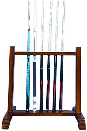 Floor-Standing Pool Cue Holder Rack - Stores 6 Cues, Ideal for Billiard Halls & Game Rooms, Easy Assembly, Durable Cue Storage Solution for Pool Enthusiasts