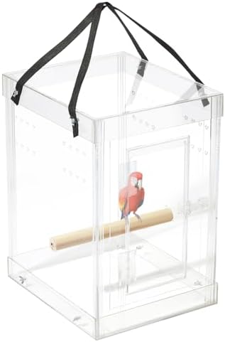 best bird cages for noise reduction that will surprise you 8 PENNZONI Medium Bird Carrier Display Case, Crystal Clear Acrylic Bird Travel Cage