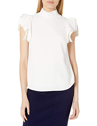 HALSTON Women's Architectural Sleeve Top, Chalk, 10