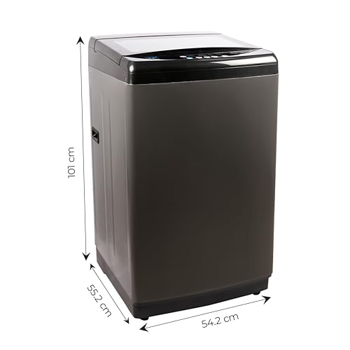 Image of Midea 8 Kg 5 Star Fully Automatic Top Load Washing Machine, In-Built Heater, 10 Wash Programs, Intelligent Sensors, Soft Close Glass Lid (MWMTL080FP1GHMB, Black)