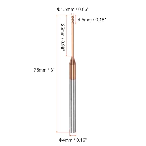 Image of HARFINGTON Square Nose End Mill 4mm Shank 1.5mm x 25mm AlTiSin Coated Solid Carbide Long Reach Extended Neck 4 Flutes CNC Router Bit Milling Cutter for Stainless Steel Hardened Steel