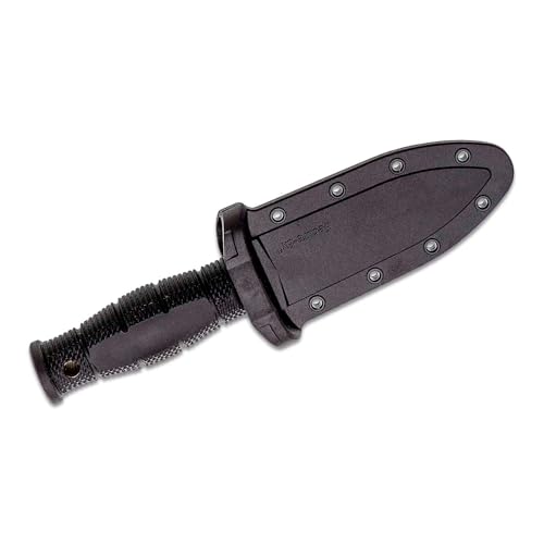 Image of Cold Steel Mini Leatherneck Double Edge Spear Point Compact Lightweight 3.5 inch 8CR13MOV Steel Fixed Blade Outdoor Hunting Utility Knife, 3.25 inch Textured Ergonomic Kray-Ex Handle, Secure-Ex Sheath