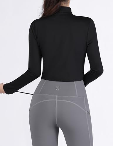 Harrison Howard Women'S Equestrian Sweat Absorption Quick Drying Horse Riding Long Sleeve Shirt 1/4 Zip Base Layer Black Medium thumb #1