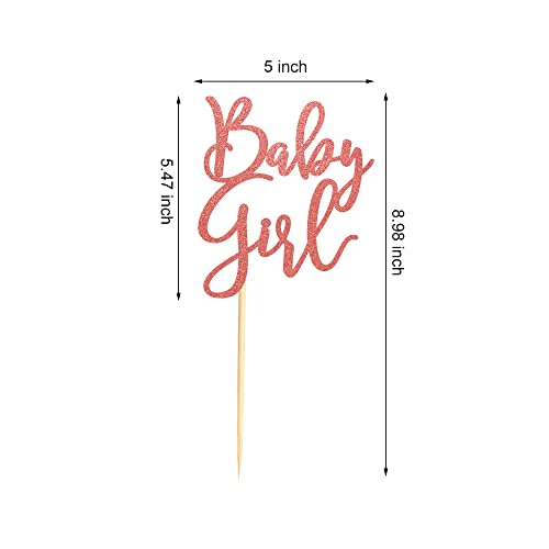 Arthsdite Baby Girl Cake Topper For Baby Shower Or Newborn Cake Picks, Gender Reveal Party Decorations- Rose Gold Glitter #TOP1