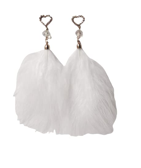 Mebella Heart design AD crystal White Feather long Tassel Lightweight Earrings for Girls & Women (B0B71W3151) Amazon Price History, Amazon Price Tracker