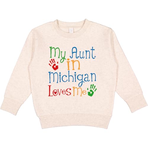 inktastic My Aunt in Michigan Loves Me Toddler Sweatshirt 5-6 Natural Heather 33999