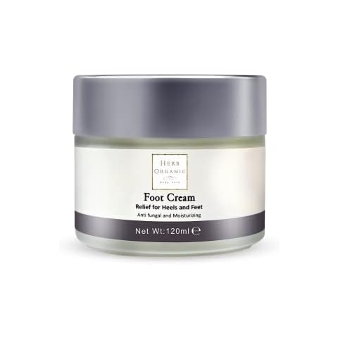 HerbOrganic Foot Cream for Cracked Heels and Dry Skin - 120ml - Foot care, Foot Massage, Foot Moisturiser - Foot Fungal Treatment and Athlete's Foot Cream Cover