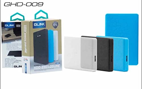 Image of GLINK GHD009-2.5 inch USB 2.0 Premium External HDD Enclosure Case Cover for SATA SSD HDD | High Speed Upto 480 MBPS | Tool Free Installation | Blue