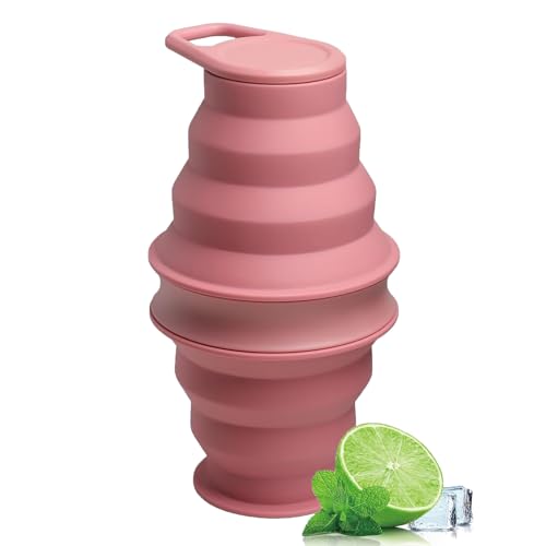 Senshuomy Collapsible Silicone Water Bottle, Pink