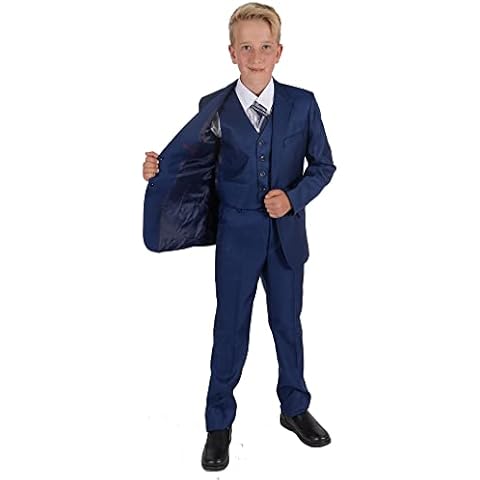 Cinda 5 Piece Suits Wedding Page Boy Party Prom Blue 13-14 Years Cover