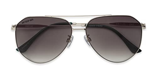 Foster Grant Sun Luv Good Vibes Aviator Sunglasses, Silver, 59mm,10260187.COM2