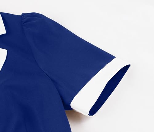 Wellwits Women's Color Block Pocket Office Work Vintage Midi Blazer Dress4