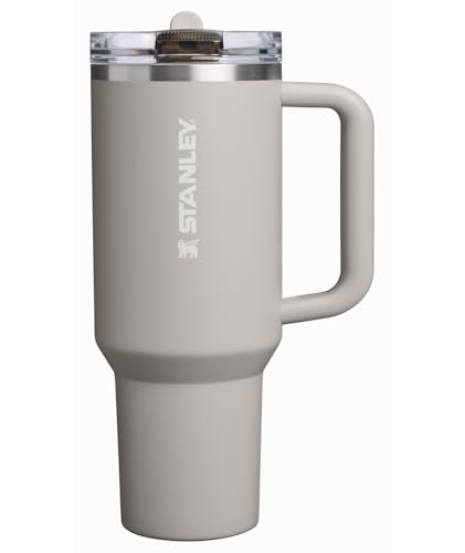 STANLEY Quencher ProTour Flip Straw Tumbler with Leakproof Lid 40 oz | Built-In Straw & Handle | Cupholder Compatible for Travel | Insulated Stainless Steel Cup | BPA-Free | Ash