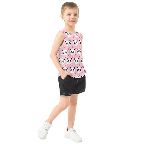 J JOYSAY Cartoon Panda Heart Lightpink Boys Tank Top Sleeveless Muscle Shirts Quick Dry Kids T-Shirts 3-15T4