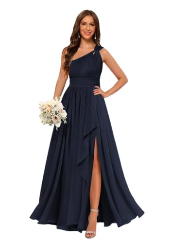 Stylefun Women's One Shoulder A Line Bridesmaid Dresses Long Chiffon Pleated Formal Evening Party Gowns CYM313