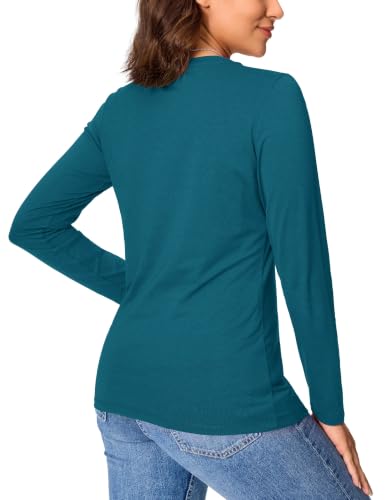Image of YUCOLEN Long Sleeve Shirts for Women Cotton Crew Neck Casual Tops Fall