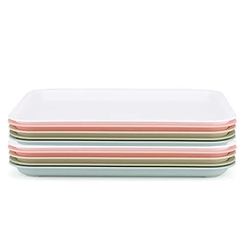 KEILEOHO 10 bandejas de plástico para servir comida rápida de 30 x 23 cm, bandeja rectangular de 12 x 9 pulgadas, bandeja de servir cafetería para servir alimentos, hogar, hotel, restaurante, 5