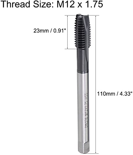 XYWHPGV M12 x 1.75 Spiral Point Threading Tap, Ground Threads H2, High Speed Steel 6542, TICN Coated Finish, Round Shank with Square End, DIN371/376, 2pcs(d8c42 53a34 27a8c a1b35 fd450 d47d9