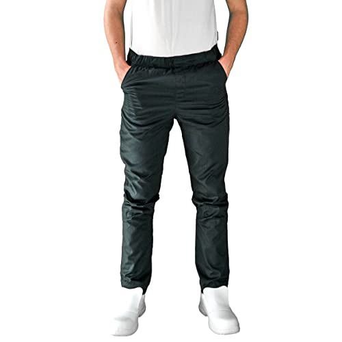 Carbonn - Pantalón de cocina Slim Fit con elástico mixto, color negro, Negro , 38 Cover