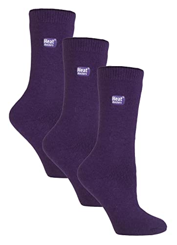 HEAT HOLDERS Lite - 3 paia di calzini termici da donna, confezione multipla, per l'inverno, sottili e caldi, Viola, 4-8