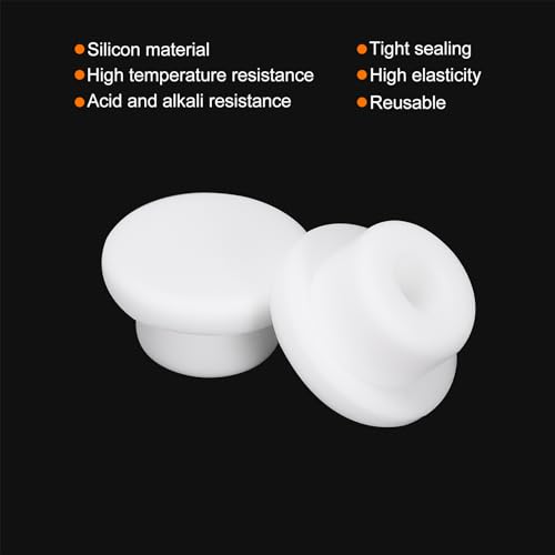 Image of MECCANIXITY High Temp Silicone Plug Mount Dia 18mm /0.71 Inch T Shaped Rubber Stopper Hole Plugs for Powder Coating Plating Waterproof Sealing Plugs White Pack of 10(OD 26mm /1.02 Inch)