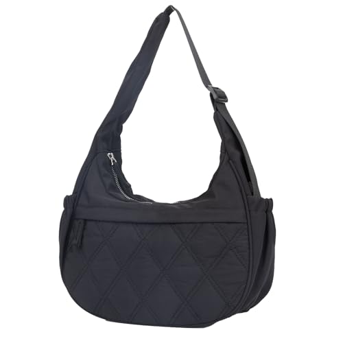 Image of JANKS Small Puffer Crescent Shoulder Bag for Women, Nylon Quilted Puffy Crossbody Purse, Cute Hobo Shoulder Handbags