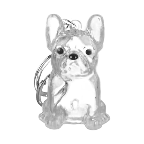 Hundehaaraufbewahrungs-Schlüsselanhänger, transparenter Kunststoffanhänger, Haustier-Memory-Kollektion für Taschen (Liegende französische Bulldogge)