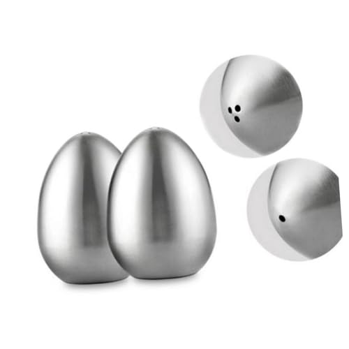 ABOOFAN 2pcs Egg Shape Stainless Steel Spice Shaker Set Design for Salt Pepper Condiments Creative Decorative Storage Jars for Kitchen Dining