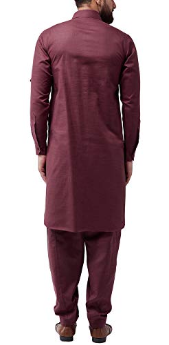Sojanya (Since 1958 Men'S Maroon Cotton Pathani Kurta Salwar Set2