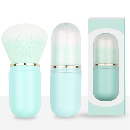 Brochas de maquillaje retráctiles, brocha para base de viaje, mini brocha portátil para polvo, brocha para colorete facial con cubierta para base líquida, cosméticos en polvo,
