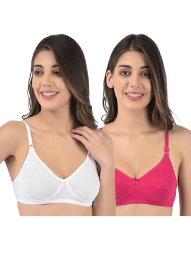 Image of Softline Women's Cotton Rich Wire-Free Non-Padded Round-Neck Bra Combo | Seamless & Breathable Fabric for All-Day Comfort | Smooth Fit & Everyday Support (Pack of 2)