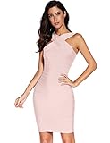 meilun Women's Rayon Front Cross Cocktail Bandage Bodycon Dress Large Beige