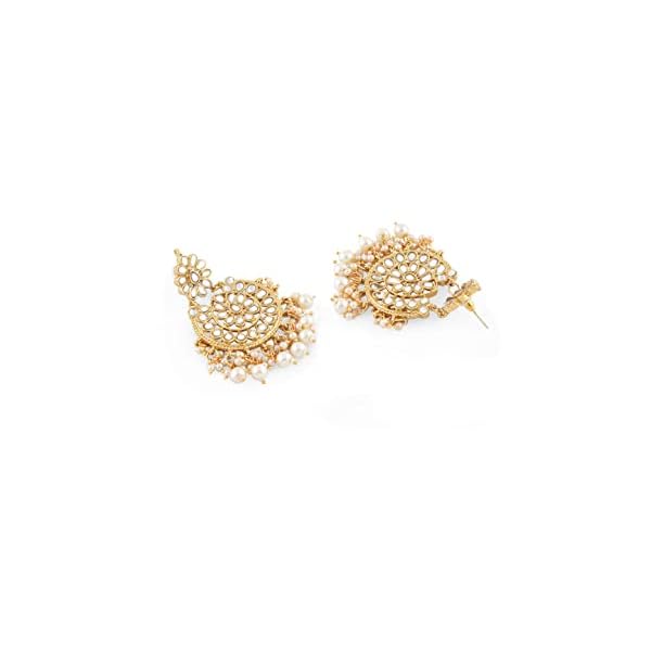 Zaveri Pearls Gold Tone Kundan & Pearls Dangle Earring For Women-ZPFK8661 - Image 9