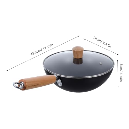 Wok de hierro con tapa y mango de madera ergonómico miniatura 2