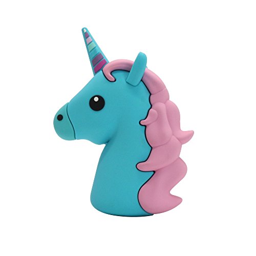 New 2600mah Blue Unicorn Shaped Emoji Cute Funny Cartoon Gift Power Bank External Battery Portable Mobile Phone Charger For Iphone Ipad Samsung Galaxy Note All Tabletes … …