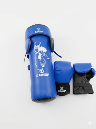Image of Kids Boxing Kit Set Pack of 4 | Punching Bag for Karate & Martial Arts | Bounce-Back Training Bag for Boys & Girls (Ages 3-9) (Blue)
