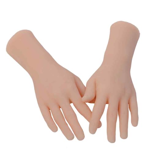 BEILOCKERY 1 Pair Lifelike Female Hands Model with Toenails, Women's Realistic Silicone Lifelike Soft Mannequin Hand Model, Bendedfreely, for Displaying Rings and Nail Art