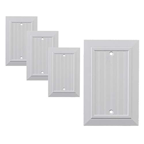 Image of Pack of 4 Wall Plate Outlet Switch Covers by SleekLighting | Classic Beadborad Wall plates| Variety of Styles: Decorator /Duplex /Toggle /Blank / & Combo | Size: 1 Gang Blank