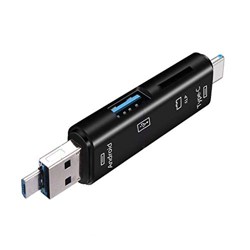 Lector de Tarjetas OTG Multifuncional Premium 5-en-1 Soporte de Lector de Tarjetas/Lector USB TF Android Tipo-c Teléfono/Computadora/Tipo-c UniversalDurabilidad