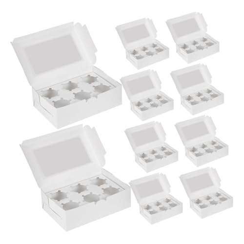 OUNONA Cupcake Holder Boxes 6-count Muffin Storage Solution Decorating Case for Events Cupcake Containers