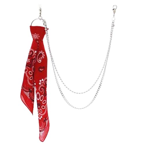 Hiphop Kerchief Pants Chain Flower Bandanas Wallet Chain Ribbon Bikers Headscarf Metal Keychain Bag Pants Jewelry