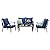 SunloungeCo 4-Piece Patio Furniture Set, Wider Outdoor Metal Seating Sofa with High Back & Loveseat, Coffee Table, All Weather Metal Conversation Set for Backyard, Poolside, Deck-Navy