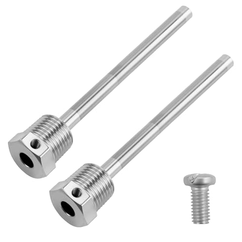 2 Stück Tauchhülse, 8 x 100mm Edelstahl Tauchhülse，Feststellschraube Eintauchen, G 1/2 Zoll Gewinde für tauchschutzrohre,thermoelemente, Schutzrohr Temperaturfühler