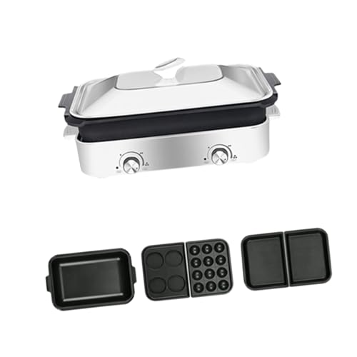 Bothyi Multi Cooker Kitchen Appliance with Lid Easy to Clean Versatile Electric Griddle Multifunction Electric Grill for Shabu Shabu, White